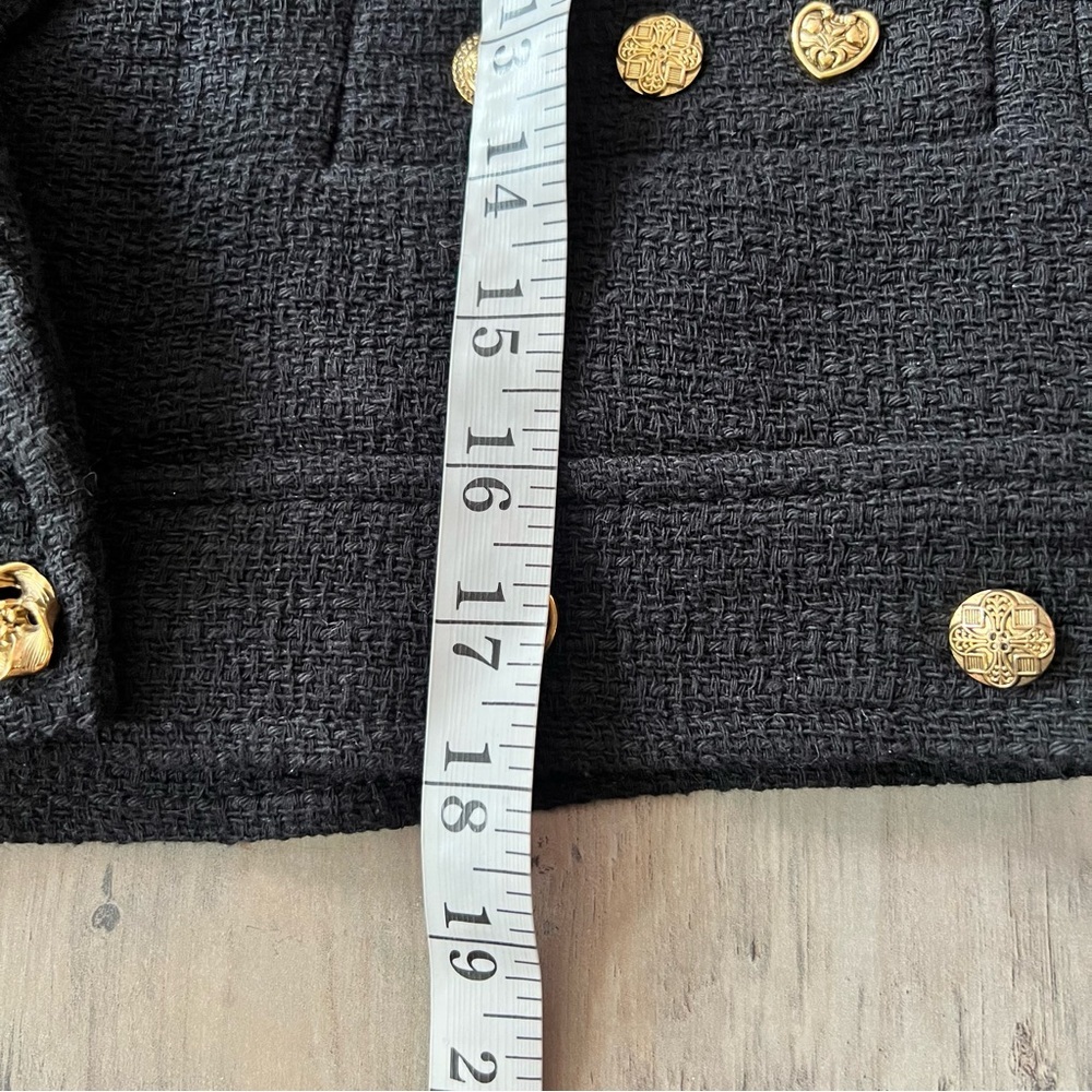 ZARA NEW Women’s CROPPED BUTTONED Textured Tweed BLAZER JACKET BLACK Size Small - Picture 15 of 16